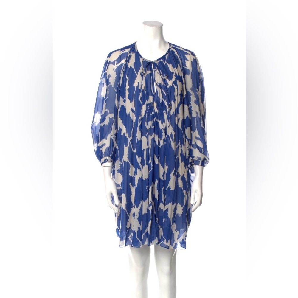 ❗️SOLD❗️Diane Von Furstenberg Fleurette Silk Blue & White Dress Size 2/XS EUC - Picture 2 of 15